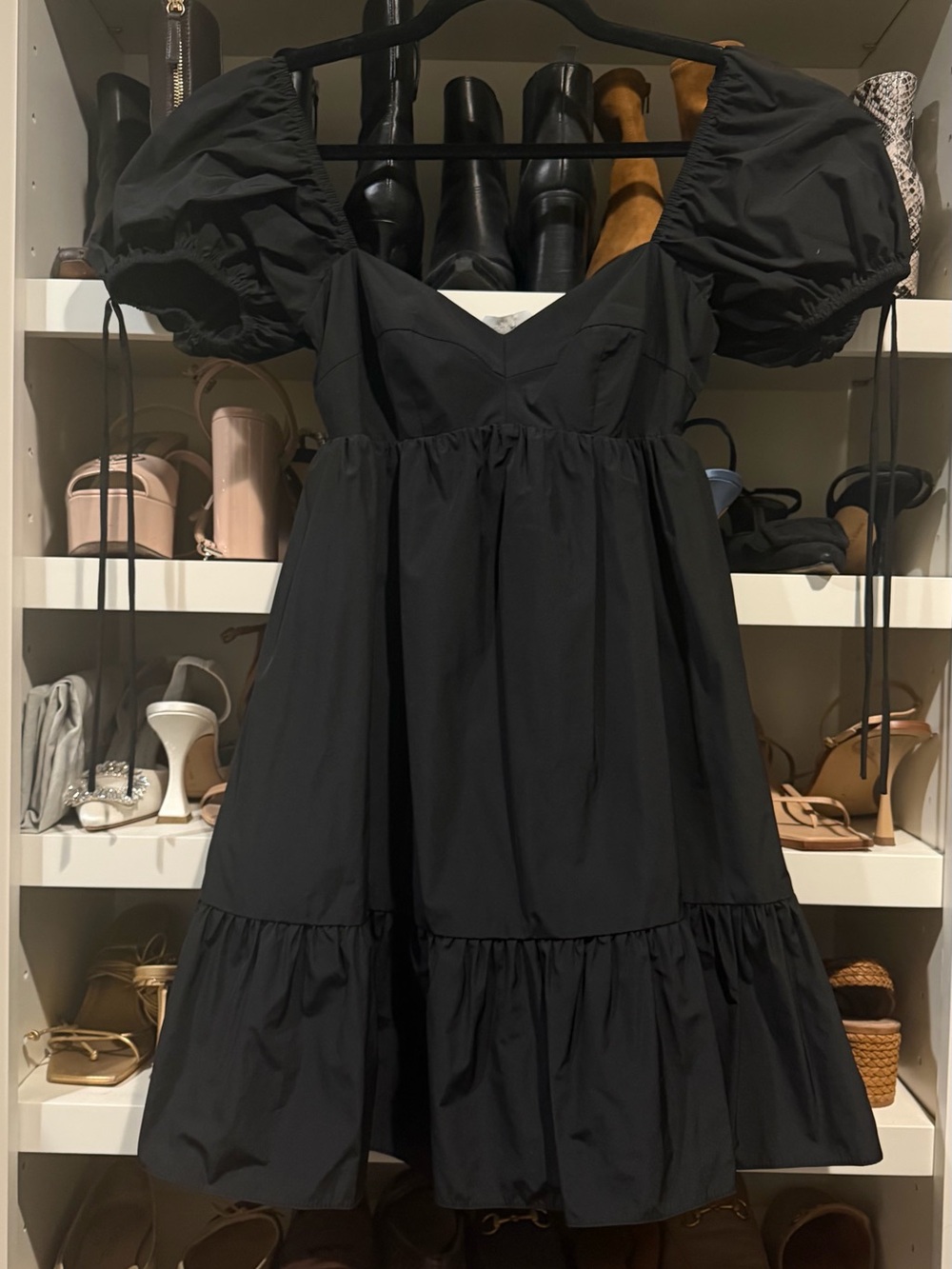 Amanda Uprichard Black Puff Sleeve Mini Dress